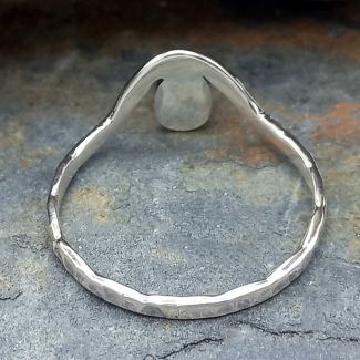 Hammered Opal Curve Silver Ring (355)