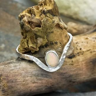 Sterling Silver Dainty Opal Ring