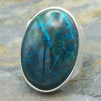 Chrysocolla Oval Silver Ring (2) (356)