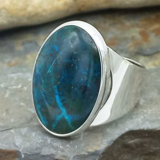 Chrysocolla Oval Silver Ring 