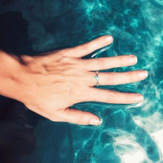 Turquoise Bubble Stone Silver Ring (221)