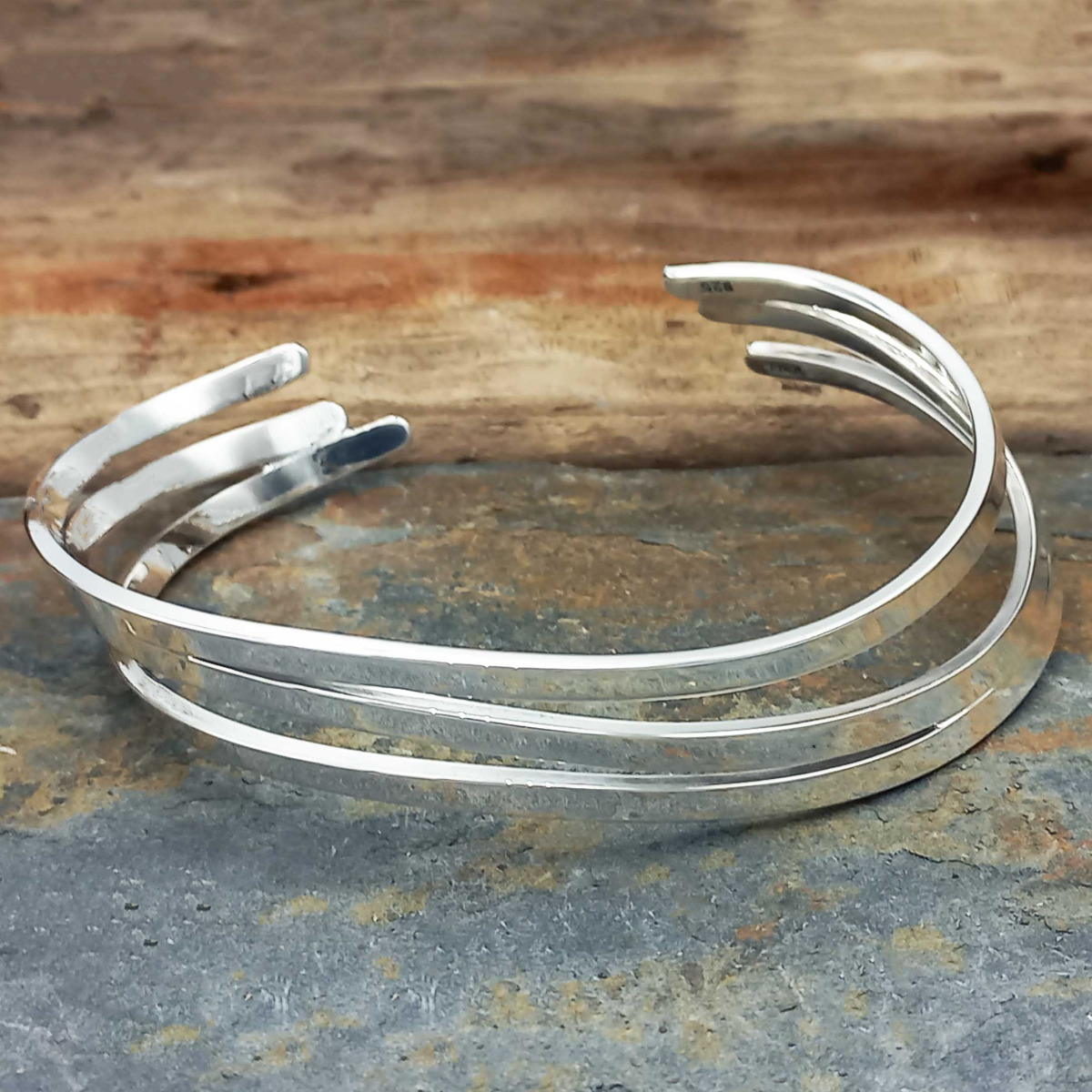 Vintage Sterling silver Mexico hammered newest twisted cuff bracelet