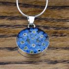 Circle Forget-me-not Handmade Silver Pendant