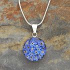 Real Pressed Forget-me-not Flower Silver Necklace