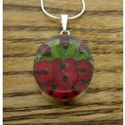 Oval Poppy and Rose Silver Flower Pendant (Large) (207)