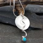 Turquoise Flame Sterling Silver Pendant