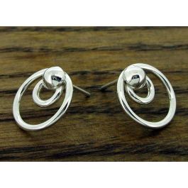Enclosed Circle Silver Stud Earrings (344) | Silver Bubble