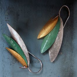 Textured Leaves Silver Earrings | Silver Bubble