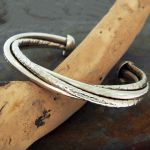 Hammered Twising Strands Sterling Silver Cuff Bracelet
