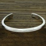 Lined Torque Sterling Silver Bracelet