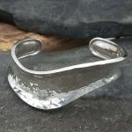 Hammered Wave Silver Cuff Bracelet