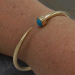 Copper Brass Bangle with Turquoise