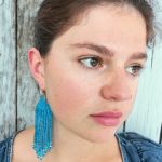 Beaded Long Turquoise Earrings