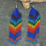 Multi-coloured handmade bead earrings