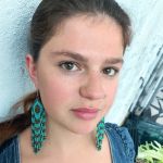 Handmade Turquoise Bronze Bead Earrings