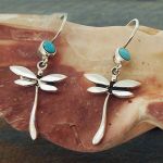 Silver Dragonfly Earrings with Turquoise