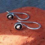 Mini Oxidised heart sterling silver earrings