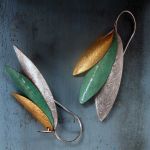 Textured Leaves Sterling Silver Earrings