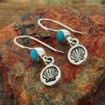 Handmade Silver Shell Earrings with Turquoise