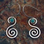 Turquoise Silver Spiral Earrings