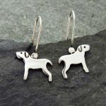 Dog sterling silver drop earrings