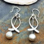 Curved Strands with Ball Sterling Silver Earrings