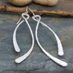 Duo hammered sterling silver earrings