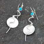 Turquoise Flame Sterling Silver Earrings