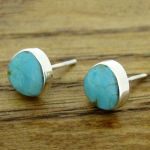Turquoise Triangular Sterling Silver Stud Earrings