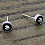 Mini Oxidised Heart Silver Stud Earrings