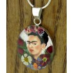 Frida Kahlo with Flowers in Hair Silver Pendant