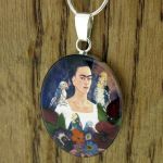 Frida Kahlo with Parrots with Real Flowers Pendant