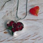 Real Poppies Rose Sterling Silver Heart Necklace
