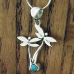 Sterling Silver Dragonflies with Turquoise Pendant