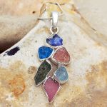 Opal, Blue Apatite, Morganite, Aquamarine, Cyanite, Pink Tourmaline Sterling Silver Pendant