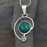 Chrysocolla Moonstone Sterling Silver Pendant