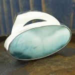 Chunky Oval Larimar Silver Ring