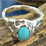 Unusual Organic Silver Turquoise Ring