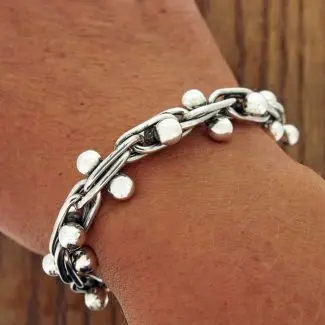 Ladies chunky silver bracelet sale