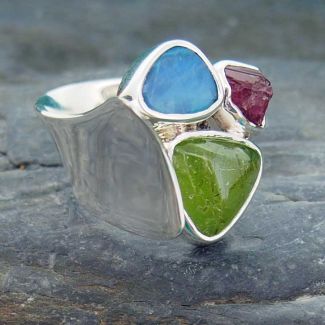 Details about  / Pink Tourmaline 925 Sterling Silver Ring Natural Blue Solitaire Gemstone
