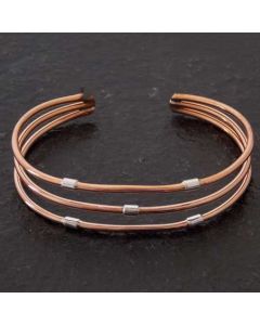 Trio Copper Cuff Bracelet with Sterling Silver