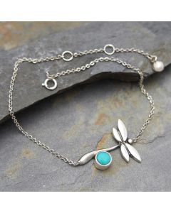 Handmade Sterling Silver Bracelet with Dragonfly