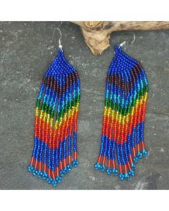 Multi-coloured handmade bead earrings