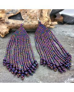 Guatemalan beaded earrings - long and dramatic