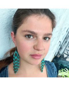 Handmade Turquoise Bronze Bead Earrings