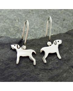 Dog sterling silver drop earrings