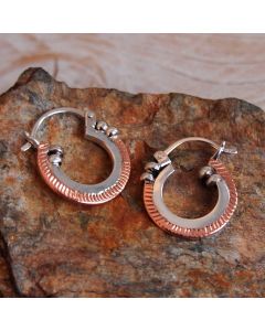 Copper Trimmed Sterling Silver Hoop Earrings