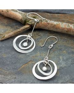 Handmade silver long unusual earrings