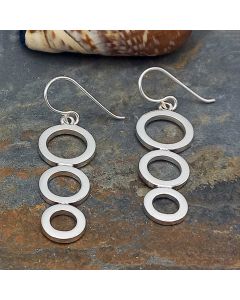 Sterling Silver Unusual Circle Drop Earrings