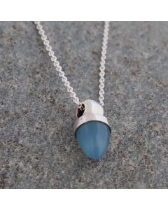 Chalcedony Acorn Sterling Silver Necklace